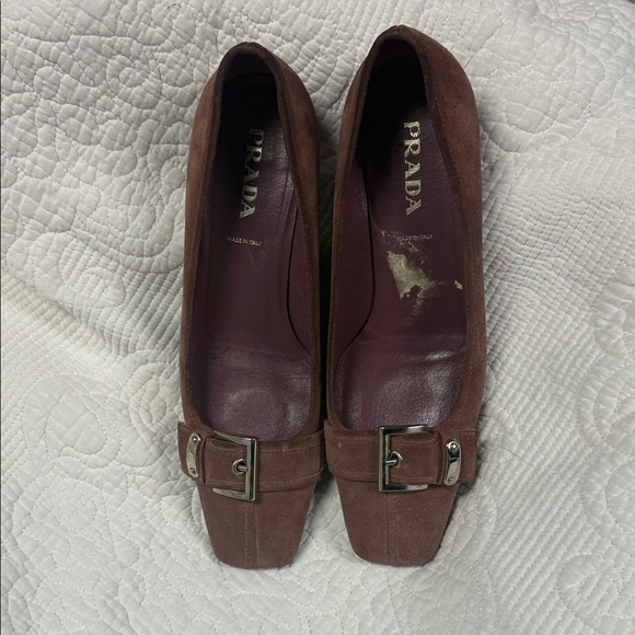 Prada Women's Brown Suede Loafers with Buckle - Picture 1 of 5